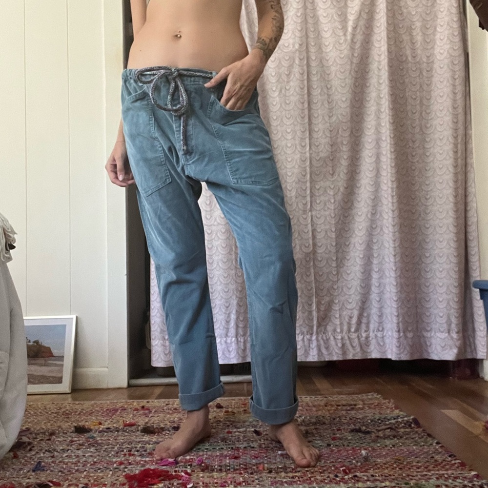 Dr. Collectors Blue Vintage Drop Crotch Corduroy Pants